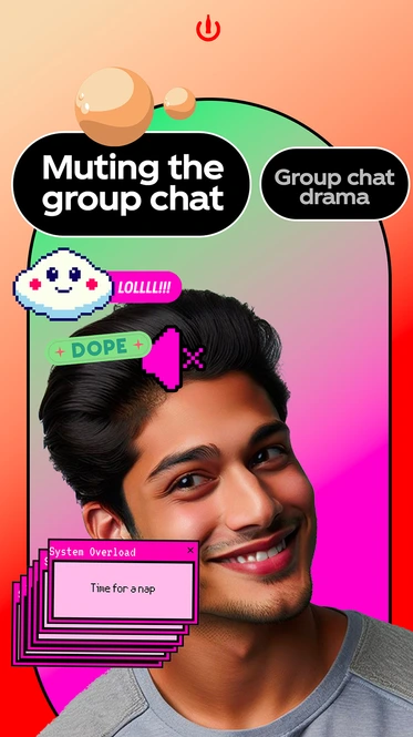 AR filter: a binary choice between muting the group chat and group chat drama.