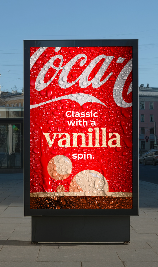 Street digital screen: Classic with a vanilla spin, the word vanilla set in cream.